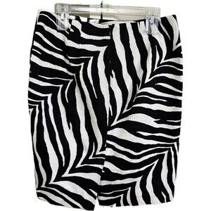 Talbots Black and‎ White Zebra Striped Pencil Skirt Business Formal Size 8 Reg